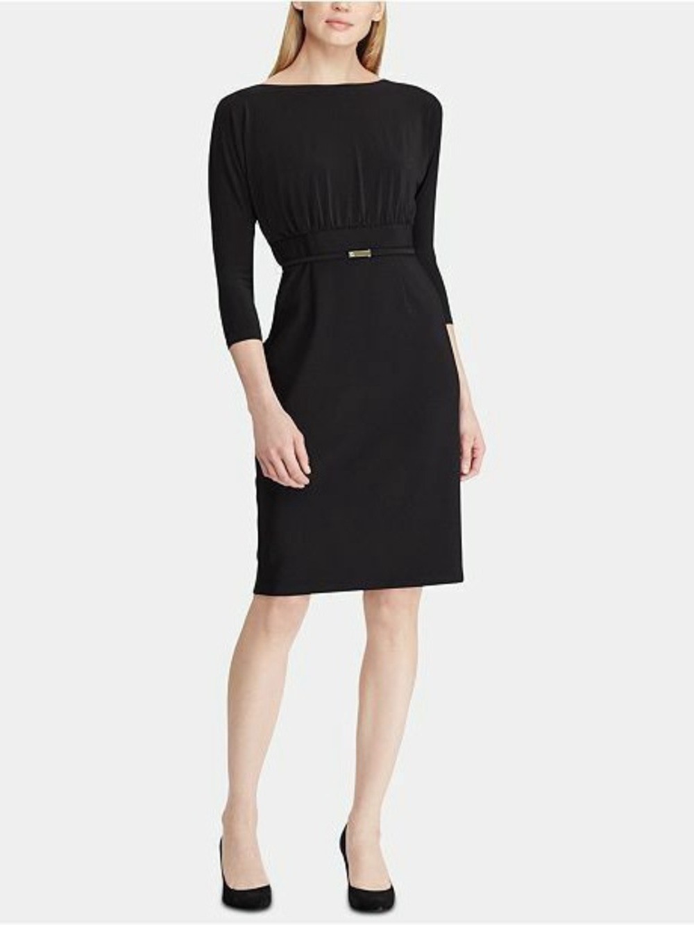 Ralph Lauren Black Long-Sleeve Belted Sheath Dress